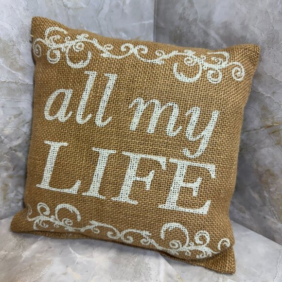 Burlap Pillow Set "All My Love & All My Life" (8x8") Country House Collection - Picture 4 of 6